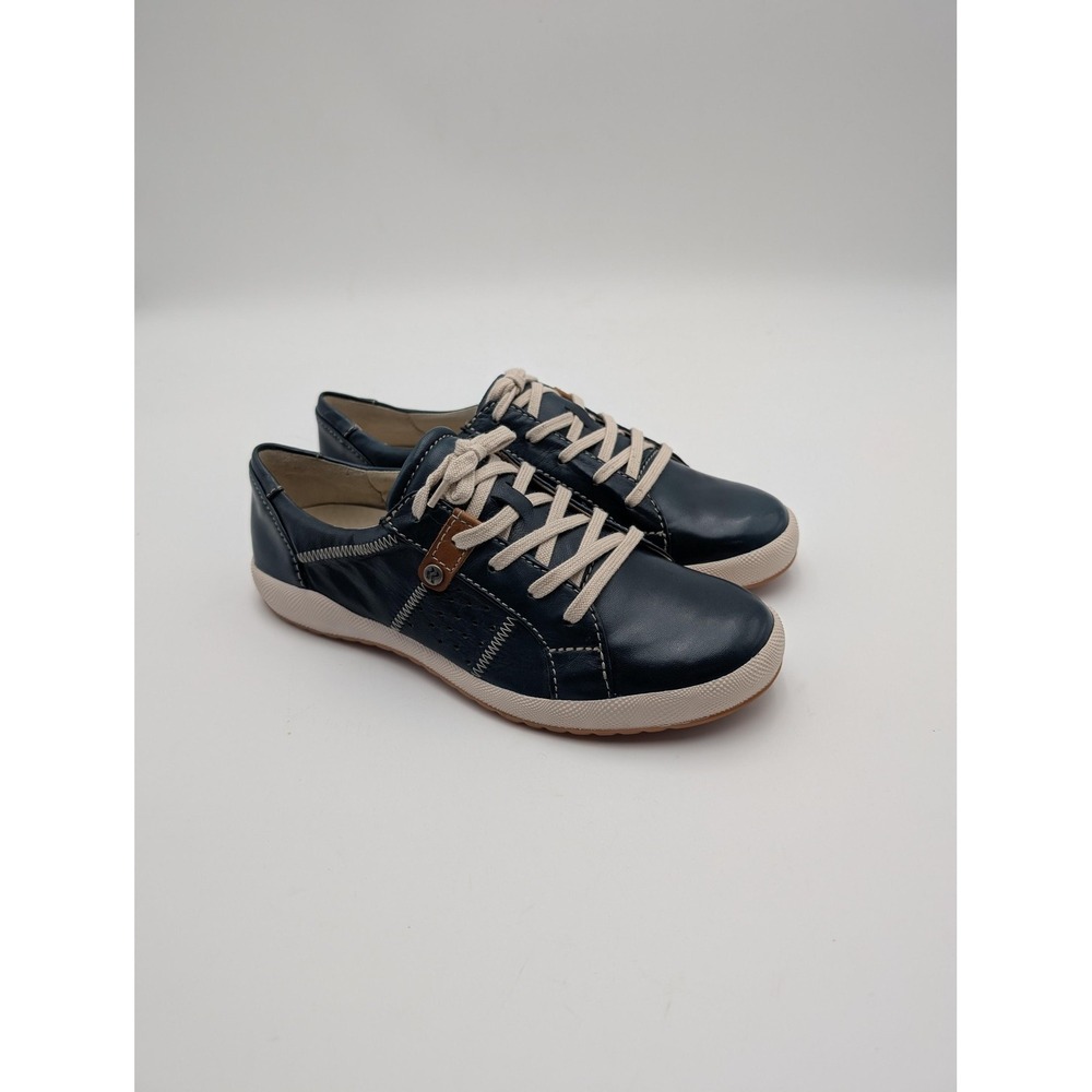 Romika Shoes Womens Size 5.5 Blue Leather Sneaker Comfort Lace Up EU 36 New